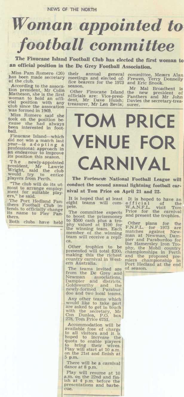 Miss Pam Romero (20) made secretary of the Finucane Island Football Club