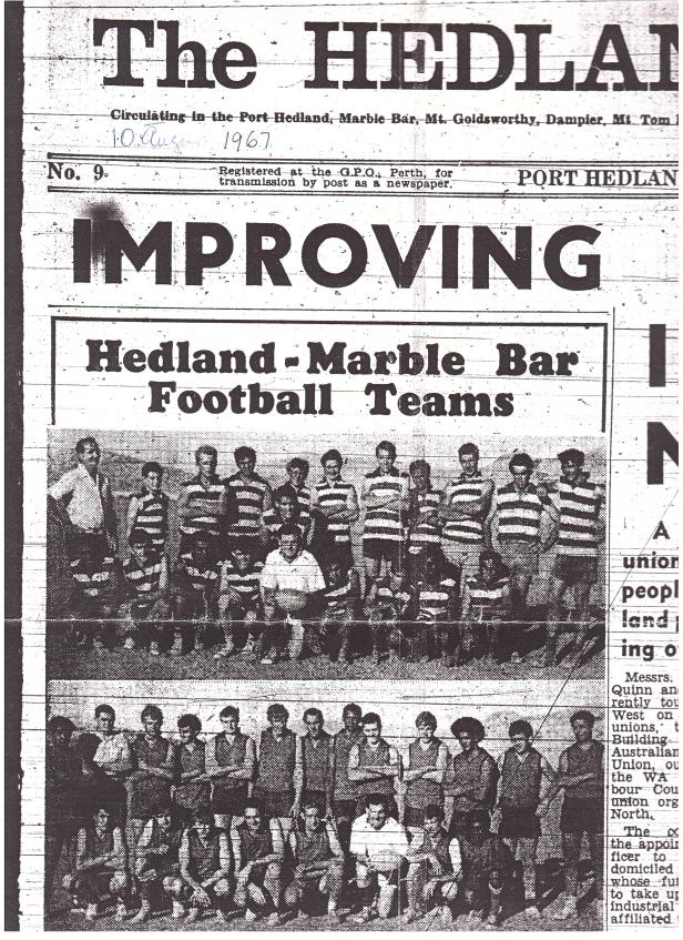 Hedland Times 10 August 1967. Umpire Colin Matheson